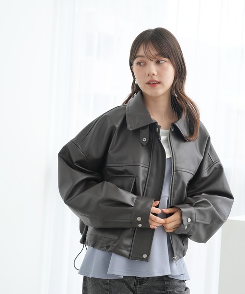ASTORIA ODIER(アストリアオディール)の「2WAYカラー合皮ブルゾン(ブルゾン・レディース・ブラウン/ブラック・MEDIUM)」の21枚目の写真