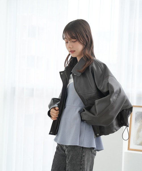 ASTORIA ODIER(アストリアオディール)の「2WAYカラー合皮ブルゾン(ブルゾン・レディース・ブラウン/ブラック・MEDIUM)」の22枚目の写真