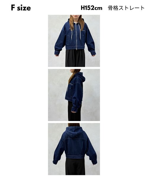 CPCM（シーピーシーエム）の「ダック短丈ジップパーカー（ブルゾン・レディース・ブルー/ネイビー/ブラウン・FREE）」の4枚目の写真