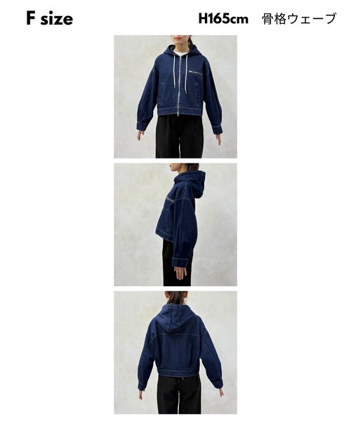 CPCM（シーピーシーエム）の「ダック短丈ジップパーカー（ブルゾン・レディース・ブルー/ネイビー/ブラウン・FREE）」の6枚目の写真