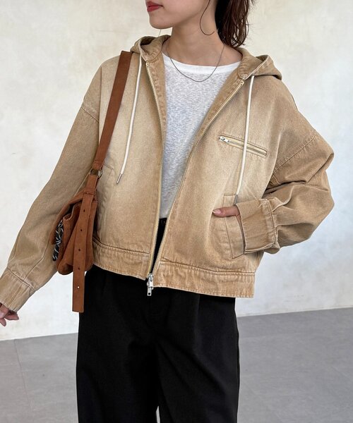 CPCM（シーピーシーエム）の「ダック短丈ジップパーカー（ブルゾン・レディース・ブルー/ネイビー/ブラウン・FREE）」の7枚目の写真