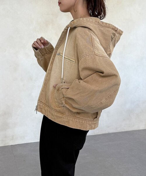 CPCM（シーピーシーエム）の「ダック短丈ジップパーカー（ブルゾン・レディース・ブルー/ネイビー/ブラウン・FREE）」の9枚目の写真