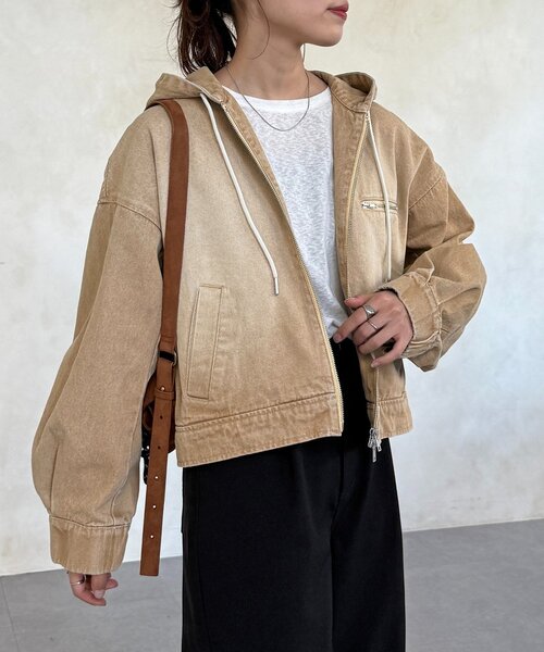 CPCM（シーピーシーエム）の「ダック短丈ジップパーカー（ブルゾン・レディース・ブルー/ネイビー/ブラウン・FREE）」の11枚目の写真