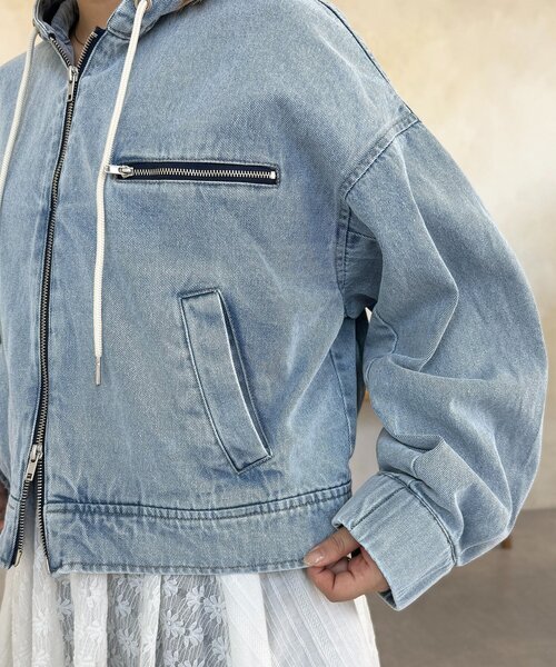 CPCM（シーピーシーエム）の「ダック短丈ジップパーカー（ブルゾン・レディース・ブルー/ネイビー/ブラウン・FREE）」の17枚目の写真