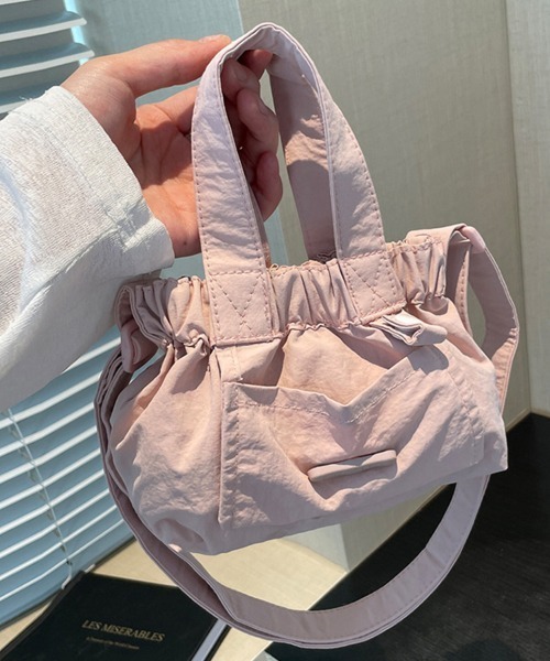 ONEP STAR(ワンピスター)の「ギャザーショルダーミニバッグ(ショルダーバッグ・レディース・ピンク/タン/ラベンダー/ブラック/オフホワイト/ブルー・FREE)」の6枚目の写真
