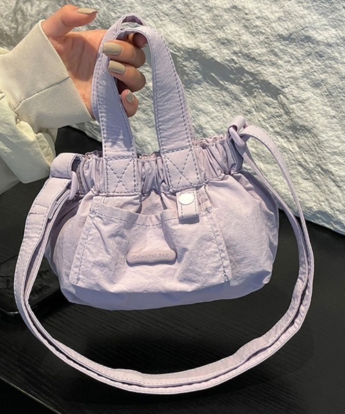 ONEP STAR(ワンピスター)の「ギャザーショルダーミニバッグ(ショルダーバッグ・レディース・ピンク/タン/ラベンダー/ブラック/オフホワイト/ブルー・FREE)」の9枚目の写真