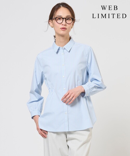 J.PRESS Ladies(J.プレス レディス)の「【WEB限定カラーあり】コンパクトエステネージュ シャーリング シャツ ブラウス(シャツ/ブラウス・レディース・ピンク系1/サックスブルー系1/サックスブルー系2/ブラウン系3/ネイビー系3・XS)」の5枚目の写真
