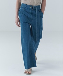 CULLNI | Asymmetrical Pocket Extra Wide Denim Pant with Long Belt(デニムパンツ)