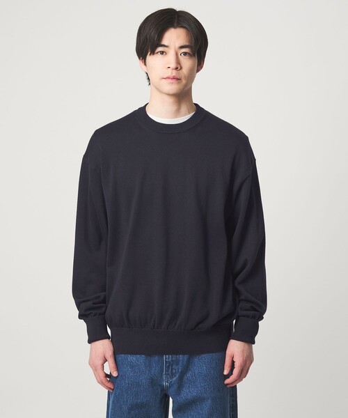 green label relaxing(グリーンレーベルリラクシング)の「FINE BASIC アメリカンシーアイランドコットン クルーネック ニット(ニット/セーター・メンズ・ネイビー/グレー系・L/M/XL)」の6枚目の写真
