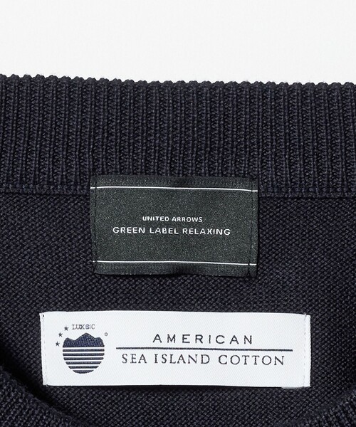 green label relaxing(グリーンレーベルリラクシング)の「FINE BASIC アメリカンシーアイランドコットン クルーネック ニット(ニット/セーター・メンズ・ネイビー/グレー系・L/M/XL)」の16枚目の写真