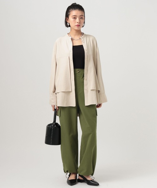 BAYFLOW（ベイフロー）の「ピーチシャツチュニック（シャツ/ブラウス・レディース・グレイッシュベージュ/ブルー/ベージュ・FREE）」の21枚目の写真