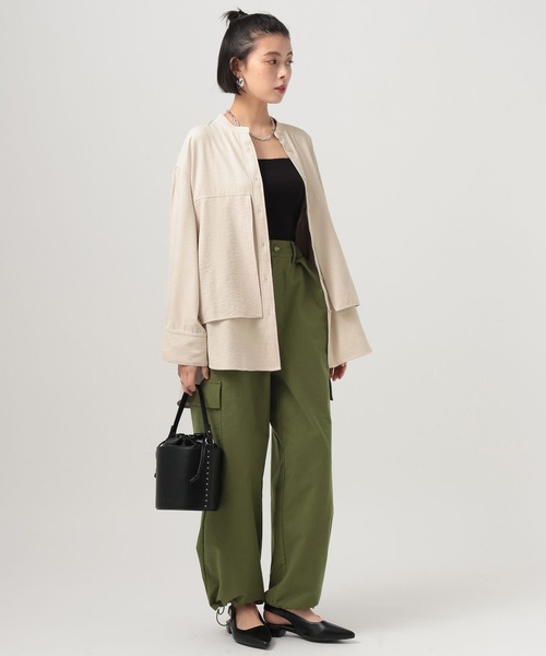 BAYFLOW（ベイフロー）の「ピーチシャツチュニック（シャツ/ブラウス・レディース・グレイッシュベージュ/ブルー/ベージュ・FREE）」の22枚目の写真