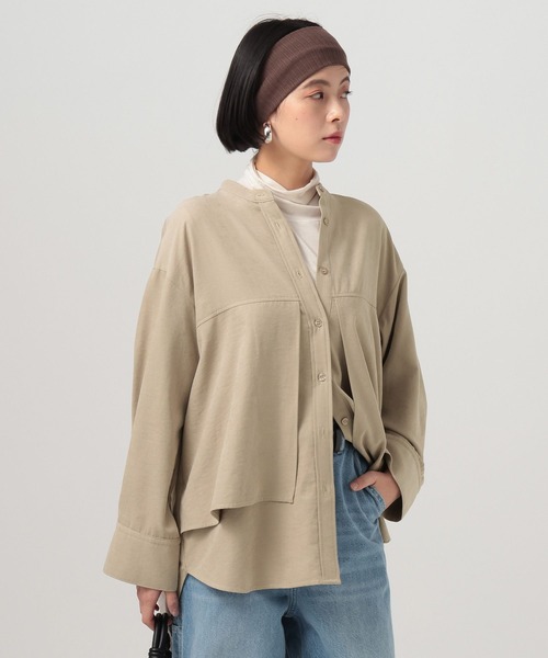 BAYFLOW（ベイフロー）の「ピーチシャツチュニック（シャツ/ブラウス・レディース・グレイッシュベージュ/ブルー/ベージュ・FREE）」の5枚目の写真