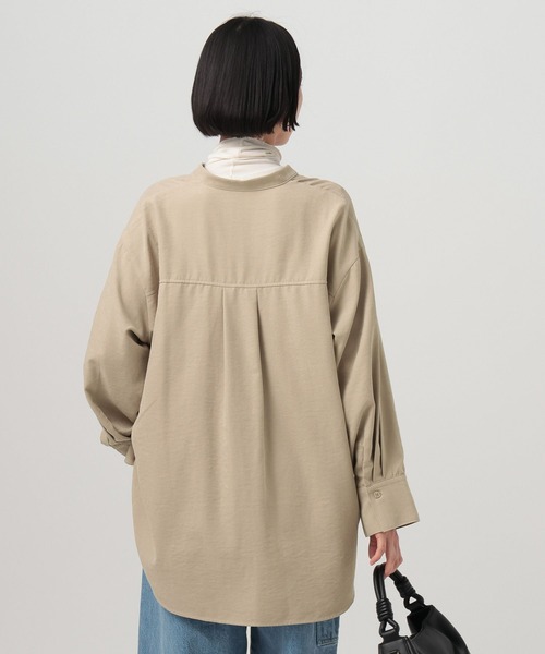 BAYFLOW（ベイフロー）の「ピーチシャツチュニック（シャツ/ブラウス・レディース・グレイッシュベージュ/ブルー/ベージュ・FREE）」の7枚目の写真