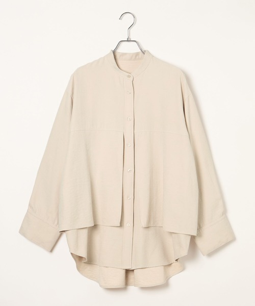 BAYFLOW（ベイフロー）の「ピーチシャツチュニック（シャツ/ブラウス・レディース・グレイッシュベージュ/ブルー/ベージュ・FREE）」の9枚目の写真