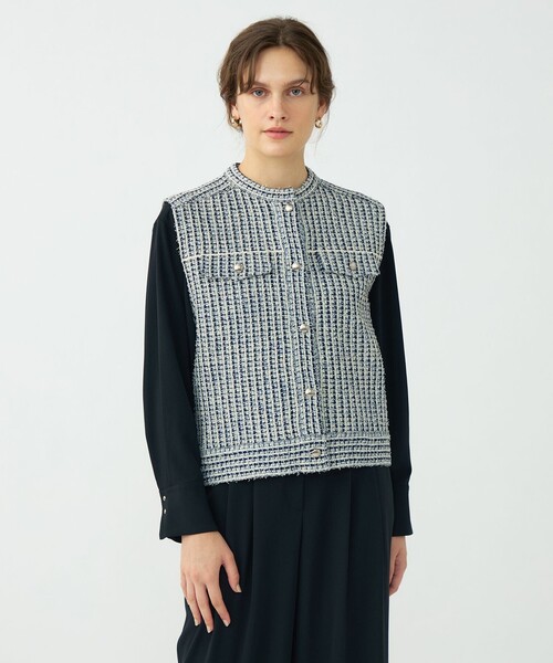 BALLSEY（ボールジィ）の「ミックスツイード ショートベスト（ベスト・レディース・ベージュ系その他/ブルー系その他・S）」の12枚目の写真