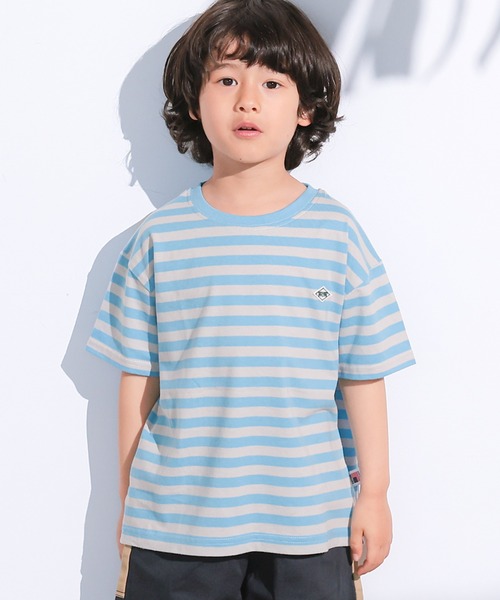 LSP WOW(エルエスピーワオ)の「【LSP WOW!】マイニチワッペンボーダーTee(Tシャツ/カットソー・キッズ・ピンク/ブラック/ブルー/グリーン/ターコイズブルー/オレンジ/ラベンダー/パープル/マスタード/レッド・140/130/120/110/100/90/80/150)」の3枚目の写真