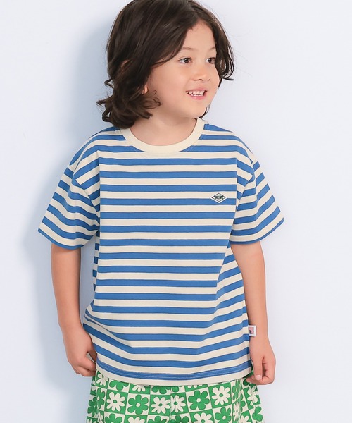 LSP WOW(エルエスピーワオ)の「【LSP WOW!】マイニチワッペンボーダーTee(Tシャツ/カットソー・キッズ・ピンク/ブラック/ブルー/グリーン/ターコイズブルー/オレンジ/ラベンダー/パープル/マスタード/レッド・140/130/120/110/100/90/80/150)」の4枚目の写真