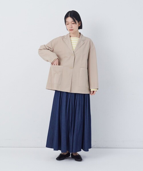 conges payes ADIEU TRISTESSE(コンジェ ペイエ アデュートリステス)の「ナイロンウェザージャケット(テーラードジャケット・レディース・ベージュ/ピンク・38)」の6枚目の写真