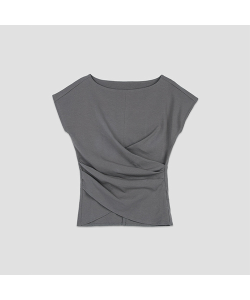 ATELIER NAIN(アトリエナイン)の「LOWER WAIST TUCK JERSEY TOP(T-7048)(Tシャツ/カットソー・レディース・ブラウン/アイボリー/ベージュ/グレー/ブラック・SMALL/MEDIUM)」の4枚目の写真