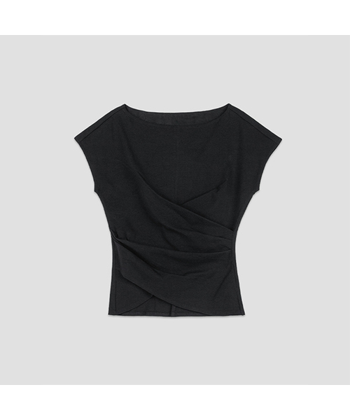 ATELIER NAIN(アトリエナイン)の「LOWER WAIST TUCK JERSEY TOP(T-7048)(Tシャツ/カットソー・レディース・ブラウン/アイボリー/ベージュ/グレー/ブラック・SMALL/MEDIUM)」の3枚目の写真