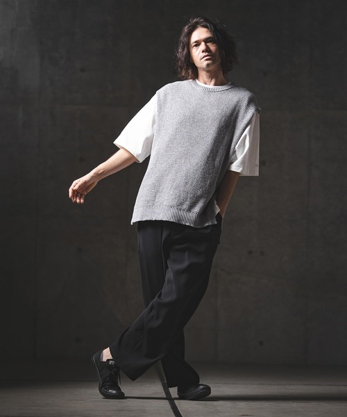 GLIMCLAP（グリムクラップ）の「mp14551-Relaxed Straight Trousers ワイドストレートパンツ(201-016-gls-cg)（その他パンツ・メンズ・ブラック/ベージュ/チャコール・L/M/S）」の10枚目の写真