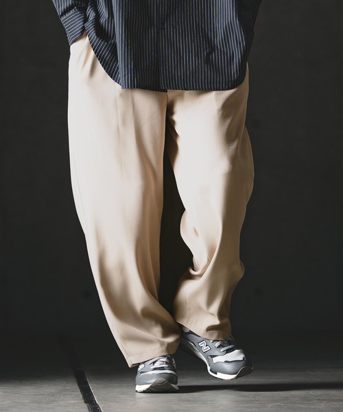 GLIMCLAP（グリムクラップ）の「mp14551-Relaxed Straight Trousers ワイドストレートパンツ(201-016-gls-cg)（その他パンツ・メンズ・ブラック/ベージュ/チャコール・L/M/S）」の20枚目の写真