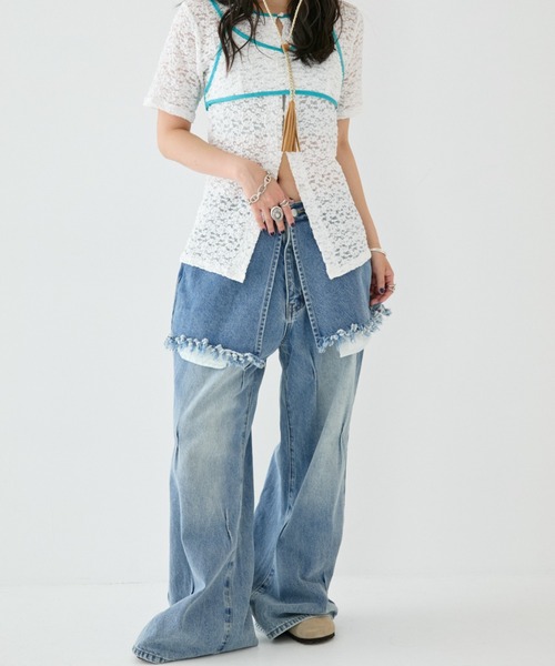 ZOZO限定／追加】LAYERED TUCK DENIM PANTS/レイヤードタックデニム