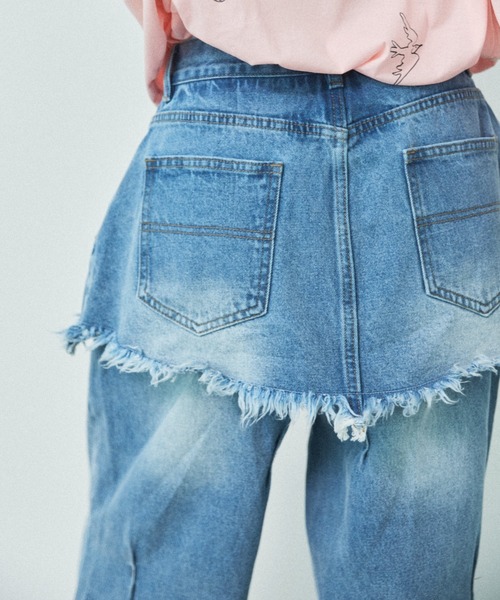 MIRROR STOKE（ミラーストーク）の「【ZOZO限定／追加】LAYERED TUCK DENIM PANTS/レイヤードタックデニムパンツ（デニムパンツ・レディース・ネイビー/サックスブルー・MEDIUM/LARGE）」の10枚目の写真