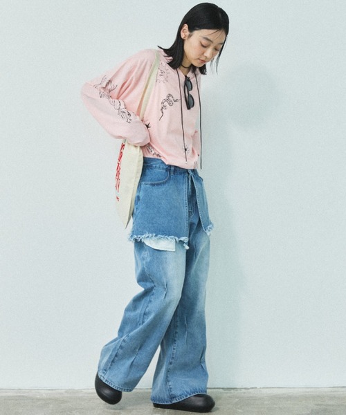MIRROR STOKE（ミラーストーク）の「【ZOZO限定／追加】LAYERED TUCK DENIM PANTS/レイヤードタックデニムパンツ（デニムパンツ・レディース・ネイビー/サックスブルー・MEDIUM/LARGE）」の15枚目の写真