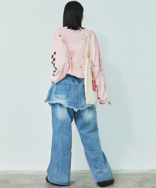 MIRROR STOKE（ミラーストーク）の「【ZOZO限定／追加】LAYERED TUCK DENIM PANTS/レイヤードタックデニムパンツ（デニムパンツ・レディース・ネイビー/サックスブルー・MEDIUM/LARGE）」の16枚目の写真