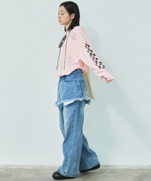 MIRROR STOKE（ミラーストーク）の「【ZOZO限定／追加】LAYERED TUCK DENIM PANTS/レイヤードタックデニムパンツ（デニムパンツ・レディース・ネイビー/サックスブルー・MEDIUM/LARGE）」の18枚目の写真
