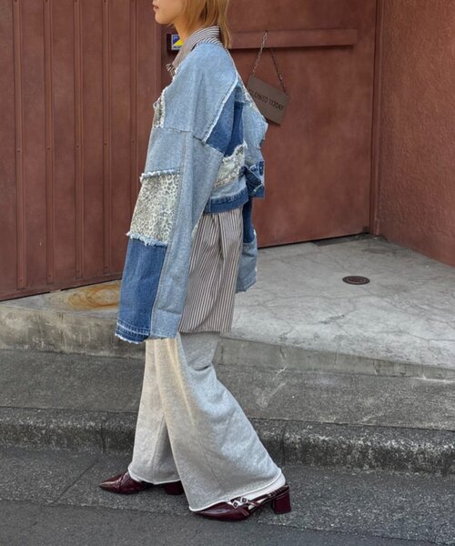 etsinta（エシンタ）の「【etsinta/エシンタ】デニム切り替えショートジャケット（ブルゾン・レディース・オフホワイト/インディゴブルー・ONE SIZE）」の10枚目の写真