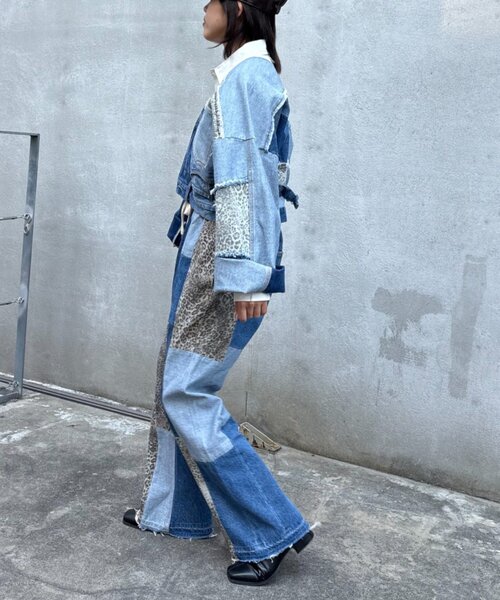 etsinta（エシンタ）の「【etsinta/エシンタ】デニム切り替えショートジャケット（ブルゾン・レディース・オフホワイト/インディゴブルー・ONE SIZE）」の14枚目の写真