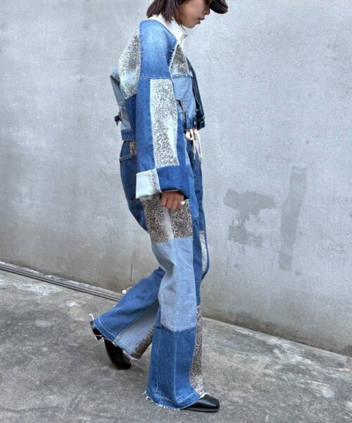 etsinta（エシンタ）の「【etsinta/エシンタ】デニム切り替えショートジャケット（ブルゾン・レディース・オフホワイト/インディゴブルー・ONE SIZE）」の16枚目の写真