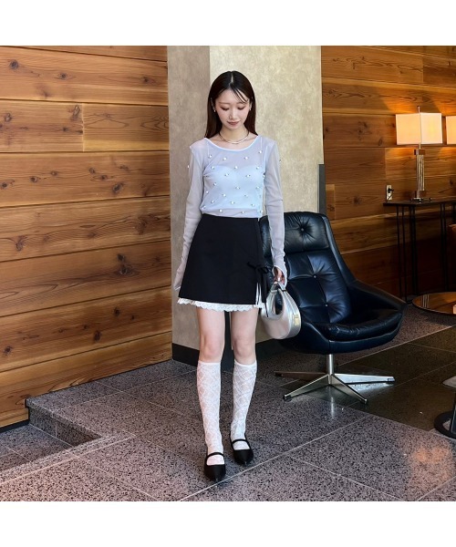 Flugge(フラッジー)の「レースレイヤードミニスカート(スカート・レディース・ブラック/グレー・FREE)」の12枚目の写真