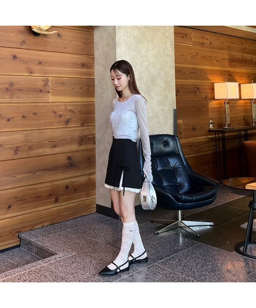 Flugge(フラッジー)の「レースレイヤードミニスカート(スカート・レディース・ブラック/グレー・FREE)」の4枚目の写真