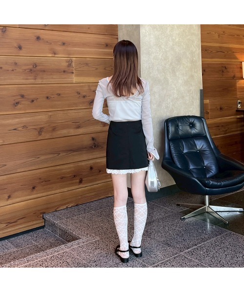 Flugge(フラッジー)の「レースレイヤードミニスカート(スカート・レディース・ブラック/グレー・FREE)」の7枚目の写真