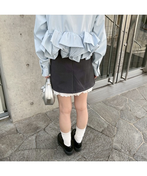 Flugge(フラッジー)の「レースレイヤードミニスカート(スカート・レディース・ブラック/グレー・FREE)」の9枚目の写真