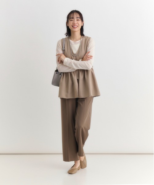 Right-on（ライトオン）の「【HONEYSUCKLE ROSE】ポンチワイドパンツ (美脚効果 / ストレッチ感 / デイリーユース)（その他パンツ・レディース・ブラック/ネイビー/ブラウン・S/M/L/XL）」の21枚目の写真