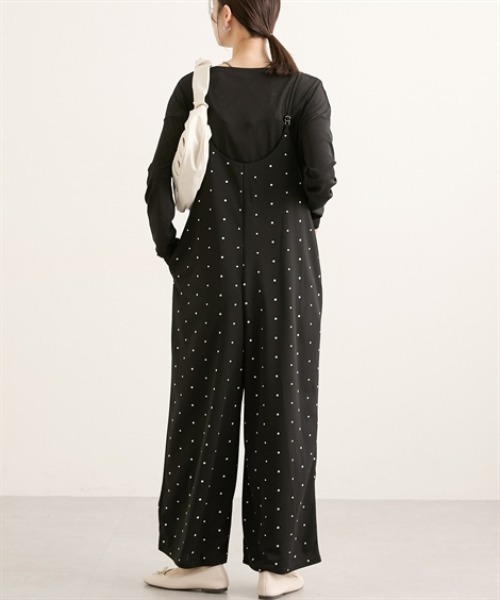 nissen（ニッセン）の「カットジョーゼットサロペット（サロペット/オーバーオール・レディース・ベージュ/ドット/ブラック・L/M）」の16枚目の写真