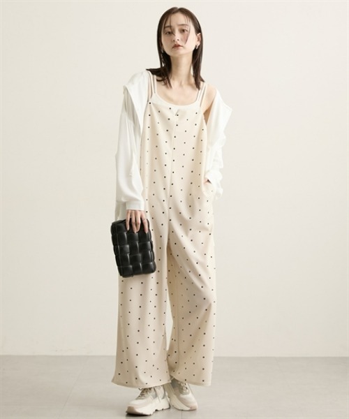 nissen（ニッセン）の「カットジョーゼットサロペット（サロペット/オーバーオール・レディース・ベージュ/ドット/ブラック・L/M）」の17枚目の写真