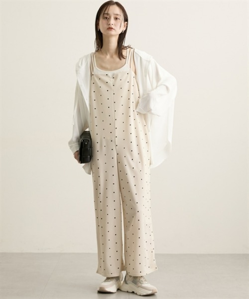 nissen（ニッセン）の「カットジョーゼットサロペット（サロペット/オーバーオール・レディース・ベージュ/ドット/ブラック・L/M）」の18枚目の写真