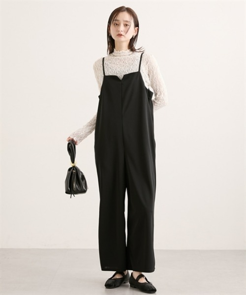 nissen（ニッセン）の「カットジョーゼットサロペット（サロペット/オーバーオール・レディース・ベージュ/ドット/ブラック・L/M）」の6枚目の写真