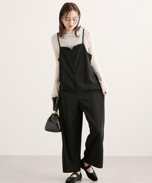 nissen（ニッセン）の「カットジョーゼットサロペット（サロペット/オーバーオール・レディース・ベージュ/ドット/ブラック・L/M）」の7枚目の写真