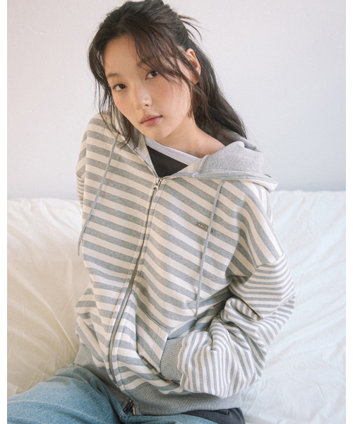 Multi Stripe Zip Up Hood (Grey) — худи на молнии с мульти-полоской, серое