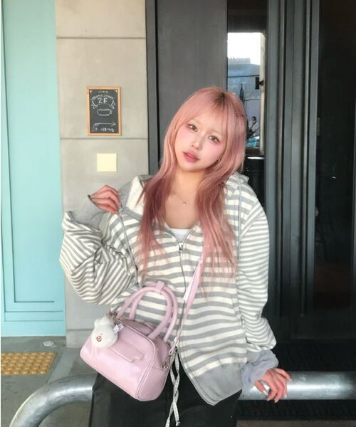 HAVISM(ヘビズム)の「MULTI STRIPE ZIP UP HOOD(GREY)(パーカー・レディース・その他・ONE SIZE)」の6枚目の写真