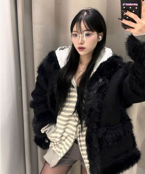 HAVISM(ヘビズム)の「MULTI STRIPE ZIP UP HOOD(GREY)(パーカー・レディース・その他・ONE SIZE)」の7枚目の写真