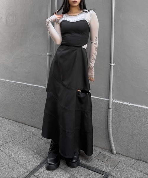 LVEU.（ラブユ.）の「【LVEU.】Re: タトゥーシアートップス / トップス カットソー シアー タトゥー ロゴ 羽根 プリント ベージュ グレー モード（Tシャツ/カットソー・レディース・ベージュ/グレー・FREE）」の8枚目の写真