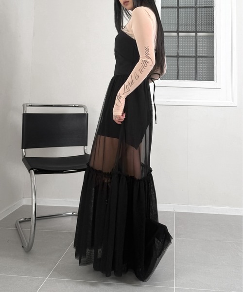 LVEU.（ラブユ.）の「【LVEU.】Re: タトゥーシアートップス / トップス カットソー シアー タトゥー ロゴ 羽根 プリント ベージュ グレー モード（Tシャツ/カットソー・レディース・ベージュ/グレー・FREE）」の12枚目の写真